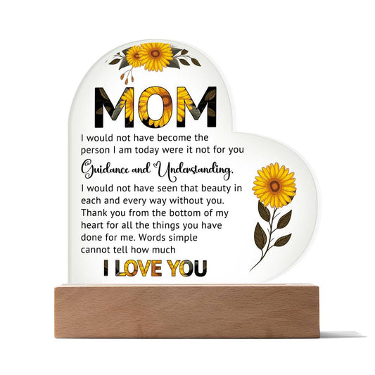 TO MY MOM - HAPPY MOTHER'S DAY - ACRYLIC HEART PLAQUE